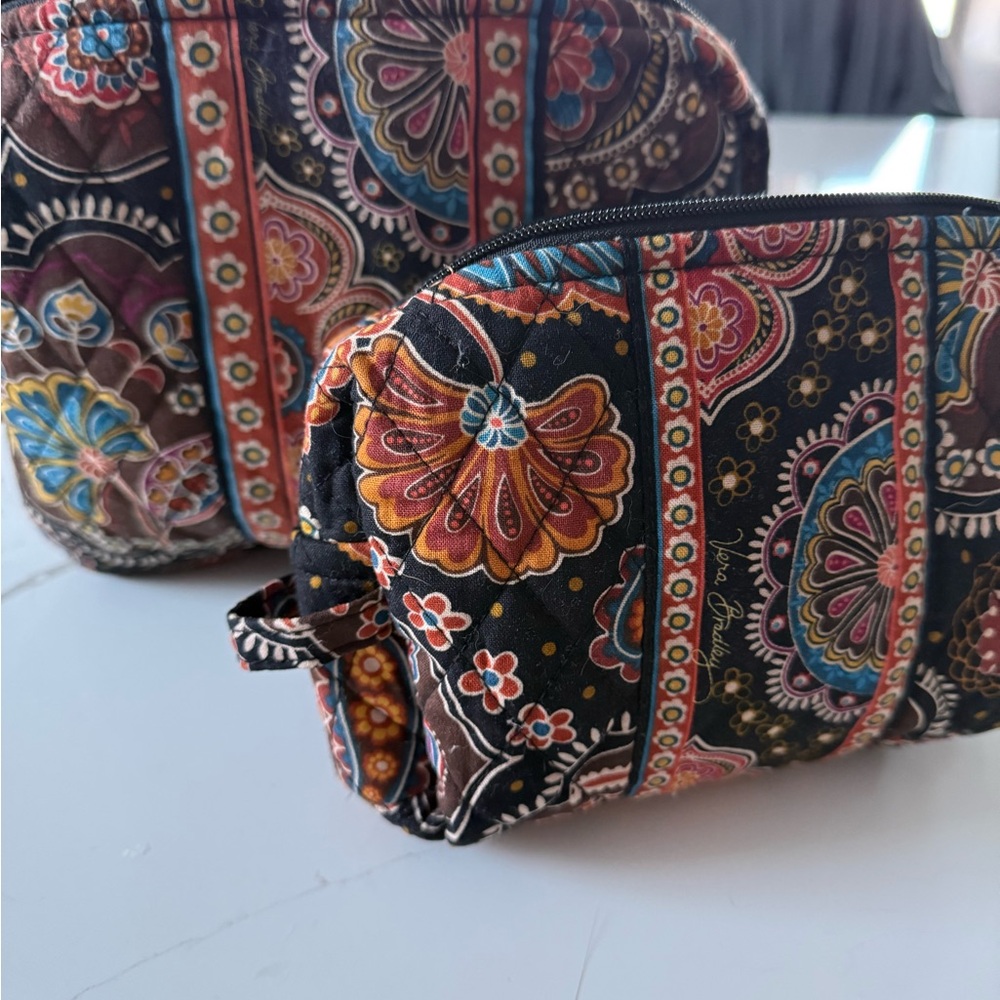 Vera Bradley Paisley Cosmetic Bag Set - Black and Multicolor